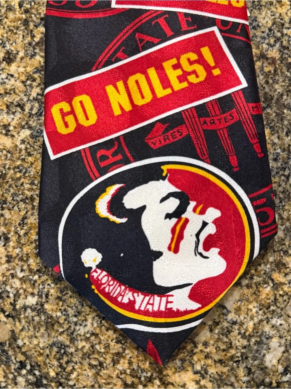 Vintage 90s Ralph Marlin Florida State University Seminole 100% Silk Necktie NWT